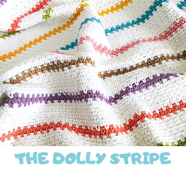 PDF PATTERN Crochet Baby Blanket, The Dolly Stripe, digital download...