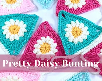 Pretty Daisy Bunting, PDF Crochet pattern with photo tutorial, Digital download...