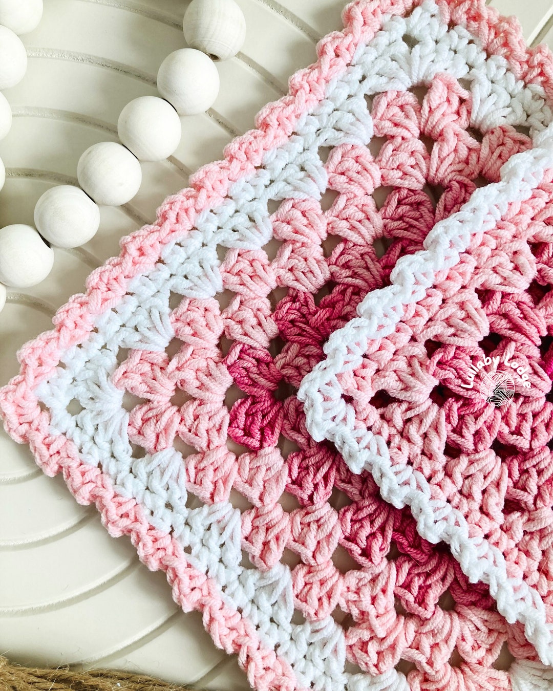 レア シェリー クロッシェ ピーチピンク ケーキプレート Crochet Spider Stitch Edging Crochet Pattern, Instant PDF Download