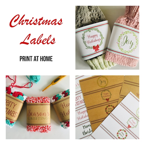 Printable Christmas labels crochet and knitting belly bands