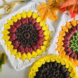Granny Square Pattern - Sunflower Granny Square - PDF Crochet pattern - Digital download...