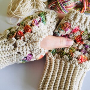 Crochet Granny Square Mitts PDF PATTERN, quick & easy fingerless gloves pattern, digital download image 4