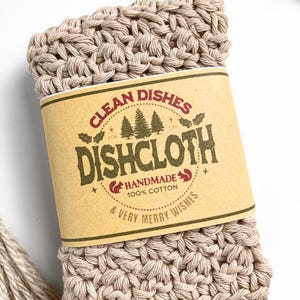 Etichette regalo da stampare a casa per i tuoi lavori a maglia e uncinetto - Fasce per strofinacci e strofinacci - Design festivo