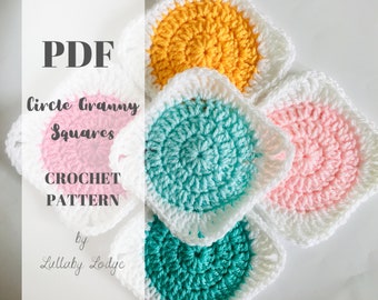 Circle Granny Square Pattern - PDF Crochet pattern with round by round photos - Digital download...