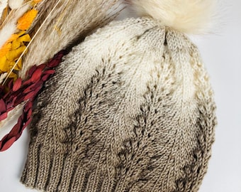 Shetland Lace Slouchy Beanie Knitting Pattern - Simple Lace Design - Digital Download