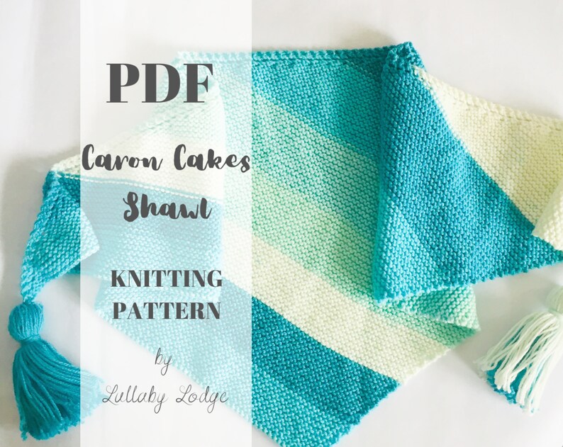 KNITTING PATTERN Caron Cakes Shawl Instant digital download... Make this gorgeous knitted asymmetric shawlette