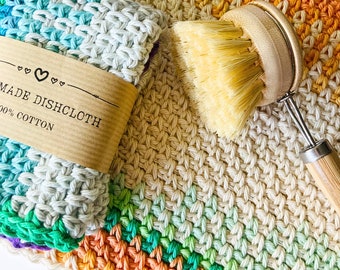 Linen Stitch Dishcloth Pattern & Stitch Tutorial With Video, Digital download...