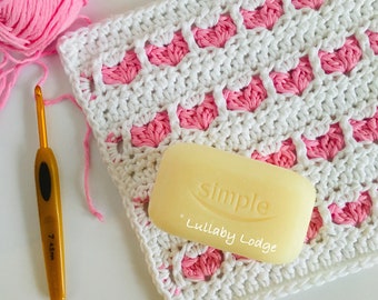 Sweetheart Washcloth, PDF Crochet Pattern, make this pretty heart motif spa cloth, digital download...