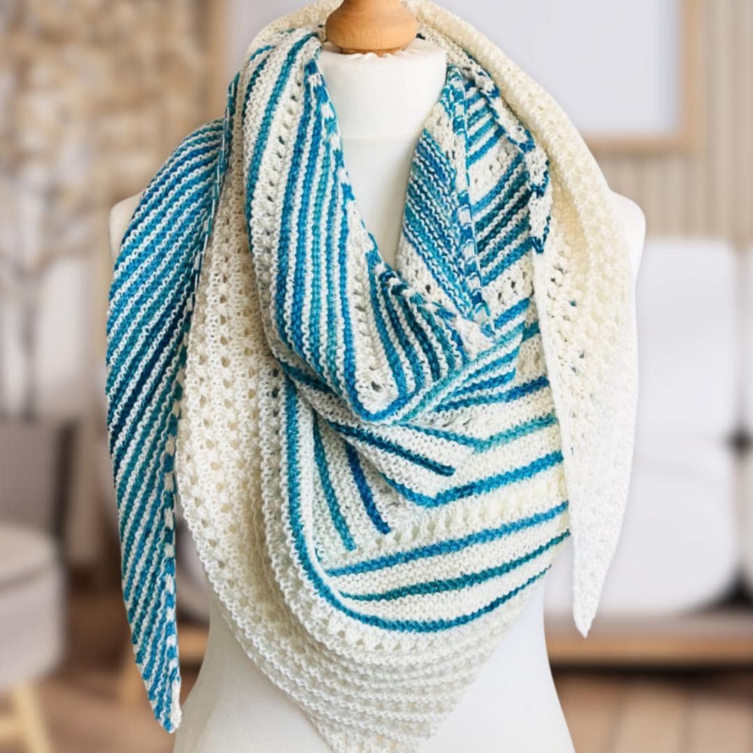 Garter Stitch Eyelet Lace Summer Shawl Knitting Pattern, Easy