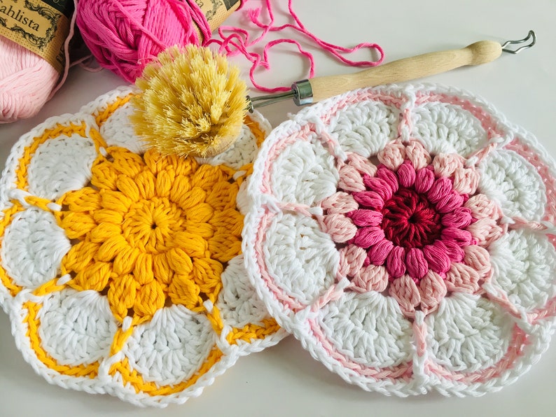 PDF Crochet Pattern Starburst Daisy Dishcloth / Washcloth / Coaster Digital download... image 2