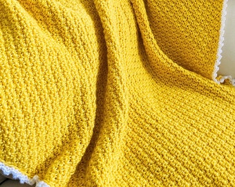 Crochet Lemon Peel Stitch Baby Blanket Pattern C2C Design Easy