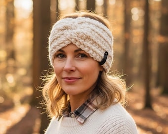 Patroon gehaakte oorwarmer en videotutorial, maten peuter/volwassene, eenvoudig te maken gedraaide hoofdband