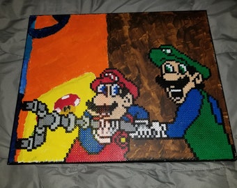 Super Mario Bros Super Show canvased perler sprite