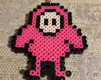 Pink faller keychain perler