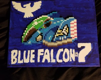 F-Zero Blue Falcon canvased perler sprite