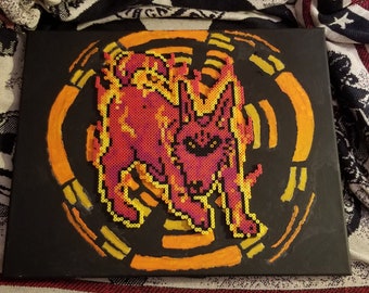 EarthBound Carbon Dog canvased perler sprite