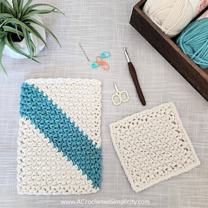 Crochet C2C Blanket Pattern, C2C Crochet Mini Bean Stitch 6 Square, C2C Square, Corner to Corner Rectangle Pattern INSTANT DOWNLOAD PDF image 1