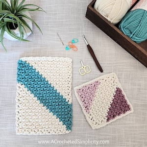 Crochet C2C Blanket Pattern, C2C Crochet Mini Bean Stitch 6" Square, C2C Square, Corner to Corner Rectangle Pattern INSTANT DOWNLOAD PDF