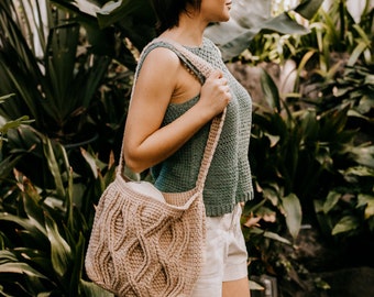 Crochet Bag Pattern, Lille Crochet Cable Bag Pattern, Modern Cabled Bag, Crochet Purse Pattern, Crochet Shoulder Bag Instant Download PDF