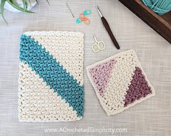 Crochet C2C Blanket Pattern, C2C Crochet Mini Bean Stitch 6" Square, C2C Square, Corner to Corner Rectangle Pattern INSTANT DOWNLOAD PDF