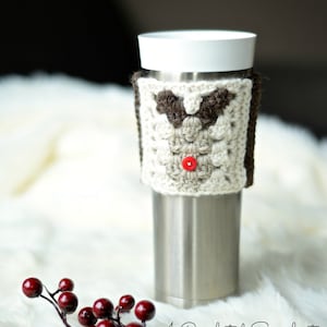 Crochet Coffee Sleeve Pattern, Crochet Reindeer Coffee Sleeve Pattern, Crochet Reindeer, Crochet Coffee Cozy, INSTANT DOWNLOAD PDF