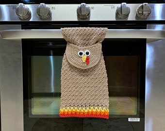 Crochet Pattern: Turkey Kitchen Towel, Crochet Dish Towel Pattern, Permission to sell finished items, Instant Download