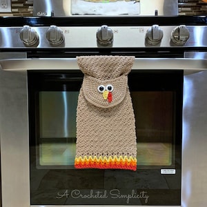 Crochet Pattern: Turkey Kitchen Towel, Crochet Dish Towel Pattern, Permission to sell finished items, Instant Download image 1