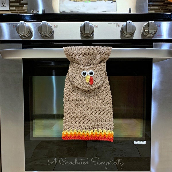 Crochet Pattern: Turkey Kitchen Towel, Crochet Dish Towel Pattern, Permission to sell finished items, Instant Download