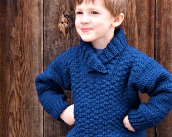 Crochet Pattern PDF: The WULF Kids Pullover Sizes 2 thru 14/16 years  **Permission to sell finished items  Instant Download