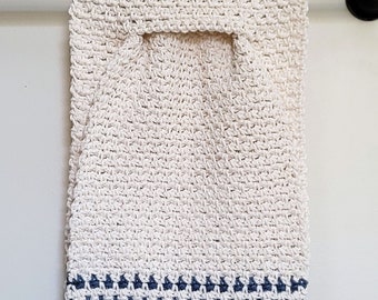 WHITE Yarn Crochet Top DOG with STARS-STRIPES SCARF Print Cotton Kitchen  Towel