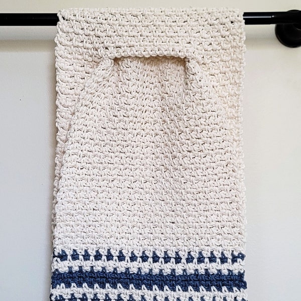 PDF Crochet Pattern: Farmhouse Striped Keyhole Hand Towel, Crochet Hand Towel Pattern, Permission to sell finished items, Instant Download