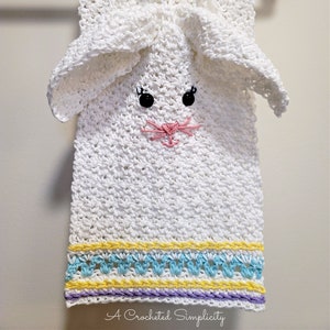 PDF Crochet Pattern: Easter Bunny Towel & Washcloth Set, Crochet Hand Towel Pattern, Permission to sell finished items, Instant Download
