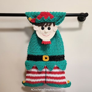 Crochet Towel Pattern: Elf Kitchen Towel, Crochet Dish Towel Pattern, Christmas Elf Towel, Christmas Towel Pattern, INSTANT DOWNLOAD PDF