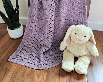 Crochet Baby Blanket Pattern, Lilac & Lace Crochet Blanket, Baby Blanket Crochet Pattern, Crochet Throw Blanket, INSTANT DOWNLOAD PDF