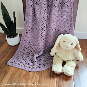 Crochet Baby Blanket Pattern, Lilac & Lace Crochet Blanket, Baby Blanket Crochet Pattern, Crochet Throw Blanket, INSTANT DOWNLOAD PDF