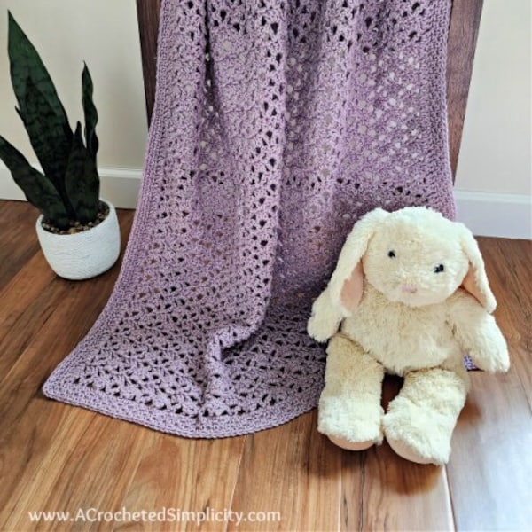 Crochet Baby Blanket Pattern, Lilac & Lace Crochet Blanket, Baby Blanket Crochet Pattern, Crochet Throw Blanket, INSTANT DOWNLOAD PDF