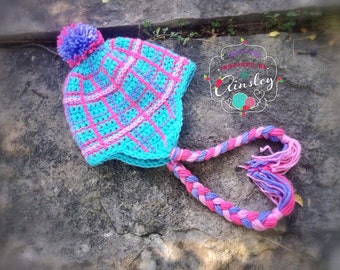 Crochet Pattern: "Perfectly Plaid" Beanie or Earflap Hat, Permission to Sell Finished Items