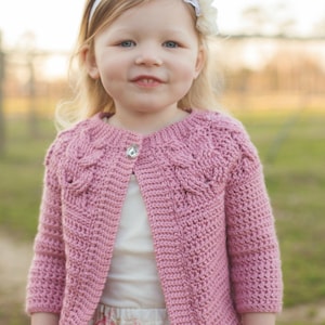 Crochet Pattern: Southern Charm Girls Cabled Cardigan Permission to sell finished items image 2