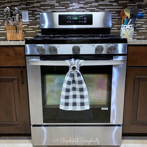 Crochet Pattern Farmhouse Striped Kitchen Towel Crochet Dish Etsy