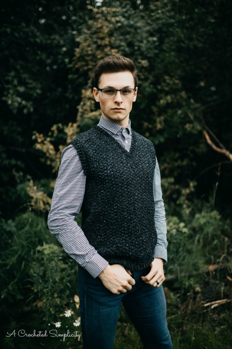 Crochet Pattern: Summit Men's Sweater Vest Permission to sell finished items image 2