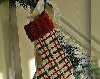 Crochet Pattern: "Perfectly Plaid" Christmas Stocking, Permission to Sell Finished Items