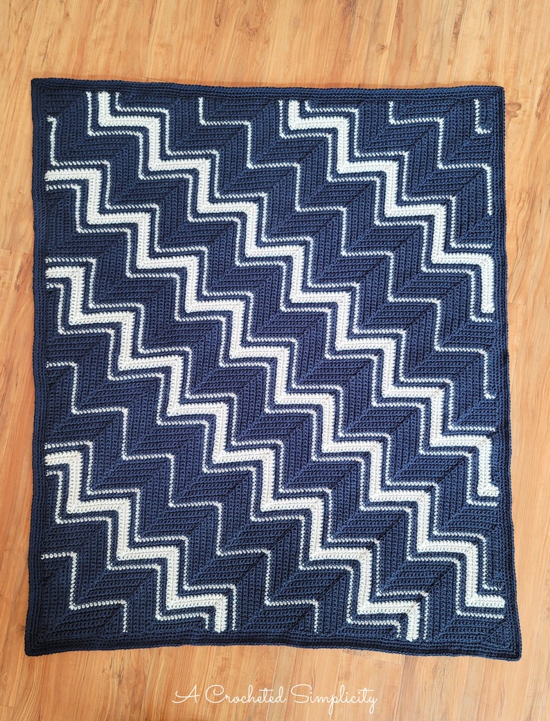 PDF Crochet Pattern: Diagonal Chevron Blanket, crochet C2C blanket pattern, crochet corner to corner blanket pattern, INSTANT DOWNLOAD image 1