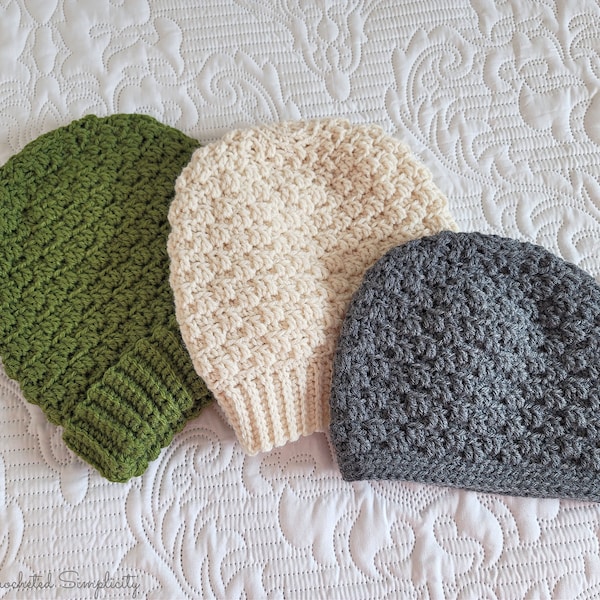 PDF Crochet Pattern: Avalon Beanie & Slouch, crochet hat pattern, Beanie Slouch, instant download crochet hat pattern