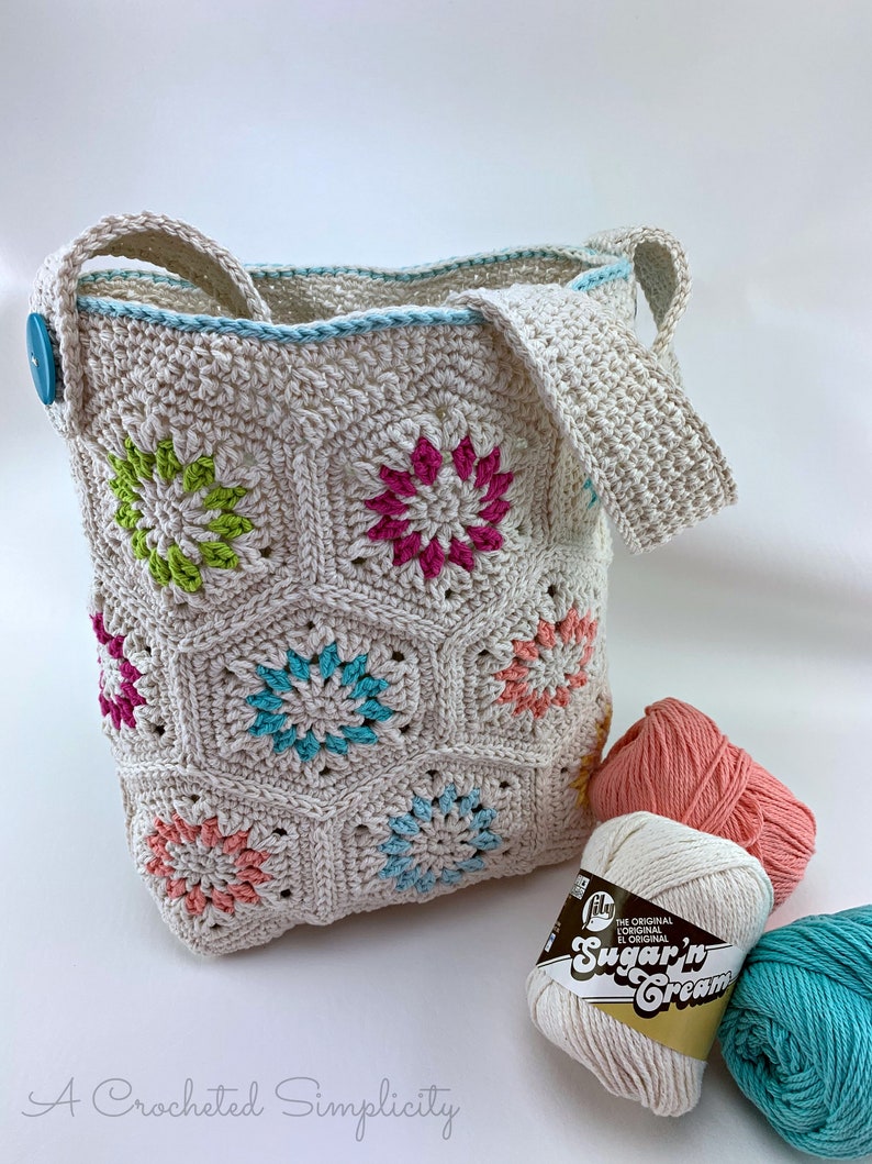 Summer Retro Tote Bag Pattern, PDF DIGITAL DOWNLOAD Crochet Pattern, tote bag crochet pattern, Instant Download bild 2