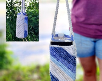 Crochet Water Bottle Holder Pattern with Phone Pocket, Water Bottle Bag, Water Bottle Sling, Bottle Carrier, Bottle Bag, PDF Crochet Pattern