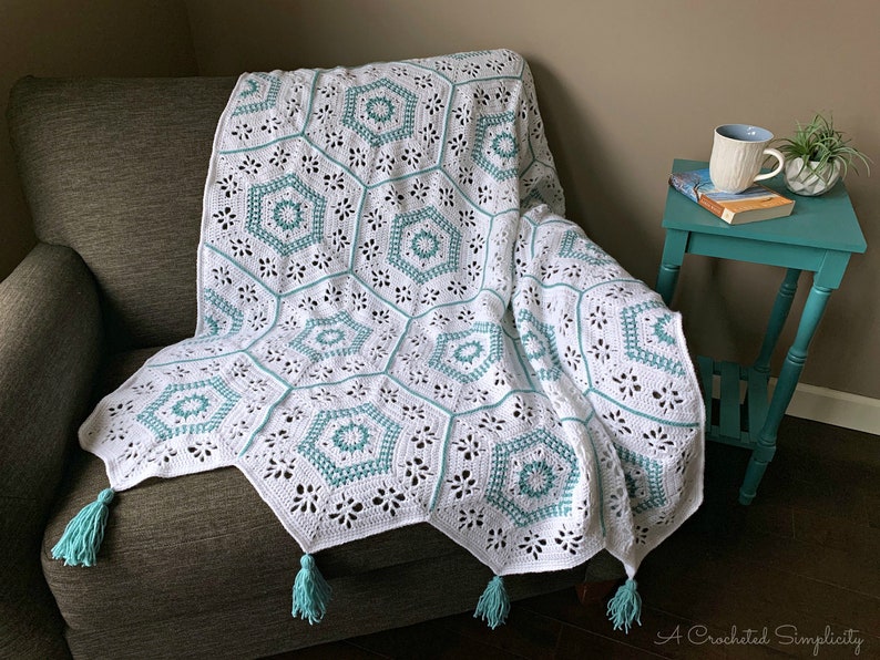 Crochet Blanket Pattern: Succulent Spring Hexagon Afghan Crochet Afghan Pattern Permission to Sell Finished Items INSTANT DOWNLOAD PDF image 1