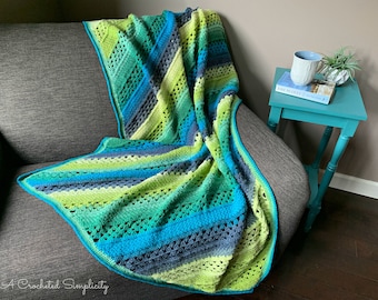 PDF Crochet Blanket Pattern, On the Bias Rectangular Afghan, crochet C2C blanket pattern, crochet corner to corner blanket, INSTANT DOWNLOAD