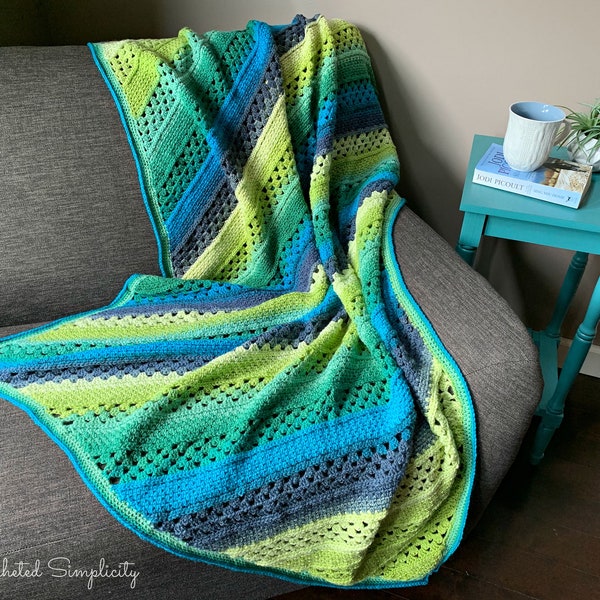 PDF Crochet Blanket Pattern, On the Bias Rectangular Afghan, crochet C2C blanket pattern, crochet corner to corner blanket, INSTANT DOWNLOAD