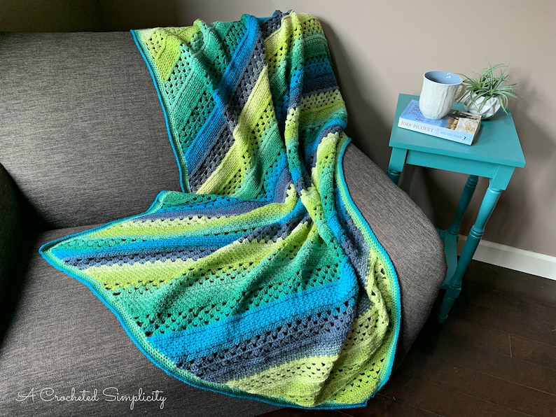PDF Crochet Blanket Pattern, On the Bias Rectangular Afghan, crochet C2C blanket pattern, crochet corner to corner blanket, INSTANT DOWNLOAD image 1