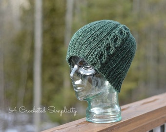 Crochet Pattern: "Knit-Look" Cabled or Not Beanie, Toddler, Child, Teen/Adult Small, Adult Medium/Large